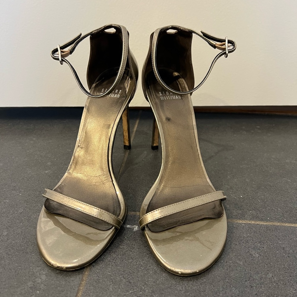 Stuart Weitzman nudist nudistrong metallic heels size 8.5
